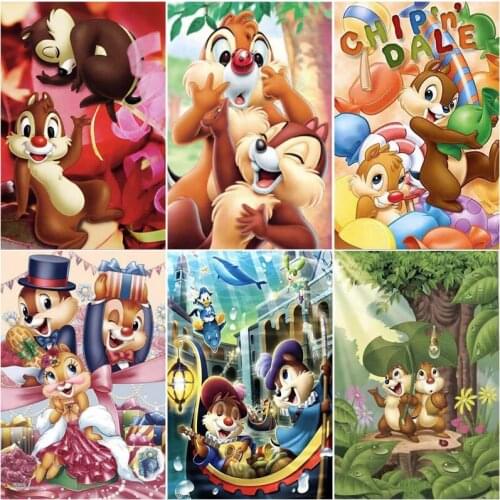 Disney Chip 'n' Dale Diamond Painting Cartoon Squirrel Full Square/Round Diamond Mosaic Kids Room Decoration Handwork