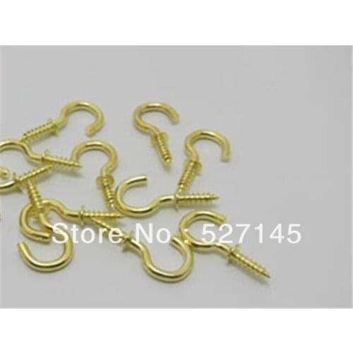 Free Shipping 20Pcs/Lot Golden Plated Screw Cup Hook Eye for Curtain Thread 25x12mm Jewelry Findings