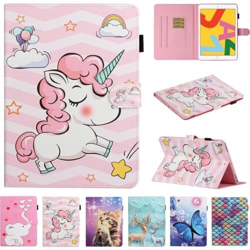 Tablet Case For Coque iPad Air 2019 Case 10 5 inch Kawaii Unicorn Cat Butterfly Leather Cover For Funda iPad Air 3 Case Etui