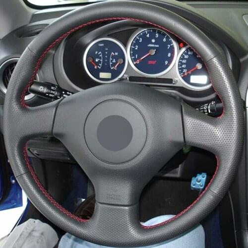 Black Leather Hand-Stitched Car Steering Wheel Cover For Subaru Legacy Impreza 2004-2005