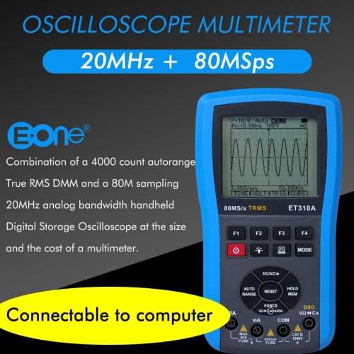 ET310A Computer Oscilloscope Multimeter 20MHz Bandwidth 80MSa/s Handheld Digital USB Oscilloscopes Scopemeter