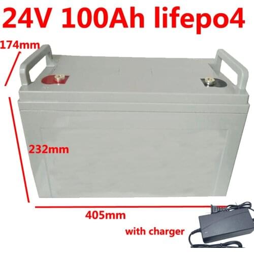 GTK Waterproof 24V 100AH lifepo4 Battery 100A BMS in it for 2400W Solar Energy storage fork RV EV AGV backup power +10A Charger