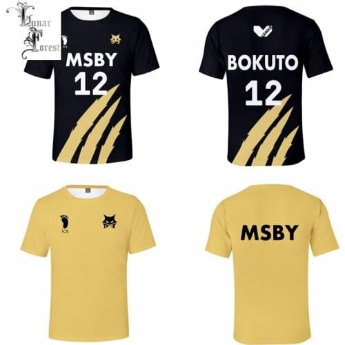 Haikyuu!! MSBY Black Jackals Printing T-shirt Summer Fashion Round Neck Short Sleeve Popular Japanese Anime Streetwear Plus Size