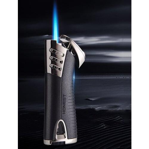 GAS inflatable lighter windproof creative cigar personality trend direct blue flame gas windproof ZINC ALLOY lighter