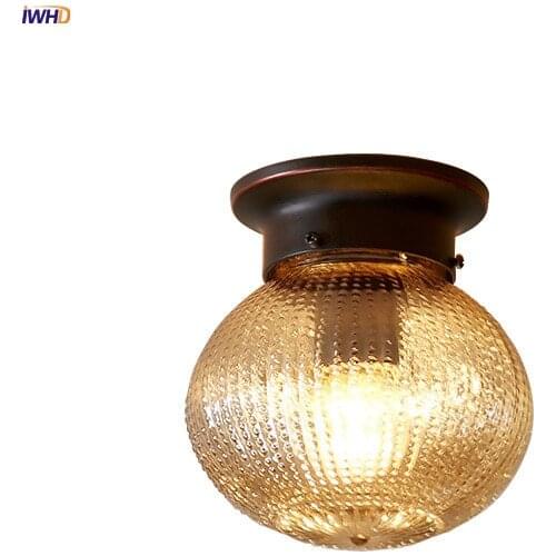 IWHD Round Glass LED Ceiling Lamps Kitchen Hallway Balcony Porch Corridor Vintage Ceiling Lights Fixtures LED Lampara Techo