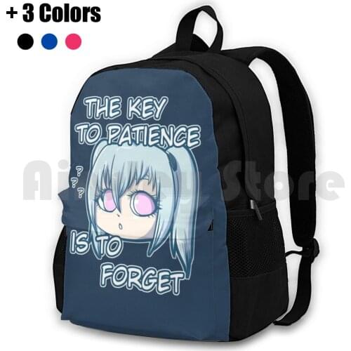 The Key To Patience Is To Forget Outdoor Hiking Backpack Waterproof Camping Travel Funny Cute Sweet Humorous Anime Manga Funny