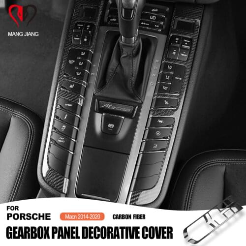 Genuine Carbon Fiber Gearbox Gear Box Central control Cover Shell Interior Decorative Sticker for Porshce Macan Stickers 14-20