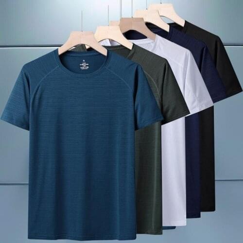 Summer New Outdoor Ice Silk Short Sleeve T Shirt Men Solid Color Casual Sports Quick Drying Trip Fishing Short T Shirt Men -40