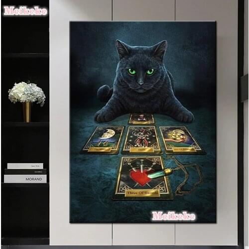 3d diy full diamond painting cat and tarot card embroidery kits crystal rhinestone picture diamond mosaic Home Decor