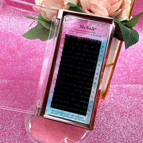 MsNala 5 Cases Individual Eyelash Extension Mink False Eyelashes Synthetic Fake Lashes Makeup HandMade Lash Extension Supplier