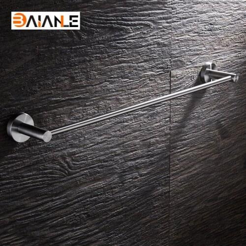 Towel Bars Stainless Steel Towel Rack Wall-Mounted Bathroom Towel Holders Single Rail Bath Storage Shelf Bathroom Accessories