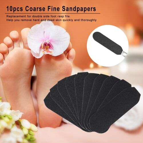 10pcs Sandpapers Coarse Foot File Fine Sandpapers Replacement removable pads For Stainless Steel Double Sided Foot Rasp