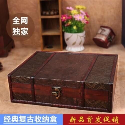 Hot exclusive flat Creative Desktop book storage box storage vintage wood wooden customizable za
