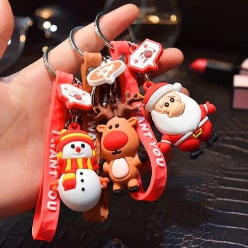 Christmas Keychain Christmas Decorations Hanging Pendant for Home Xmas Gifts Santa Claus Key Ring Noel New Year 2021 Navidad