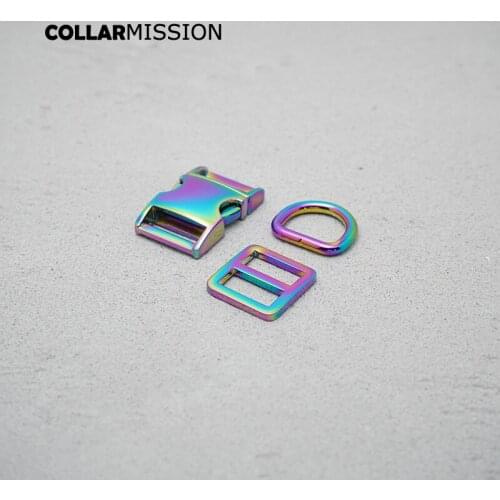 Retailing(metal buckle+Tri-Glid+D ring/set)20mm metal plated buckle for bag webbing DIY dog collar accessories 8 colours
