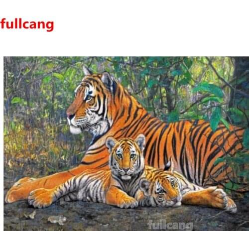 Tiger with Cub Diamond Painting Cross Stitch Full Square Round Embroidery Mosaic Pictures Of Rhinestones Animal Wall Art,JX2303