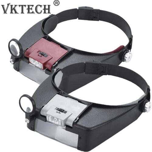 10X Headband LED Magnifying Glasses Illuminated Magnifier Adjustable Head Loupe Jewelry Reading Watchmaker Repair Tool