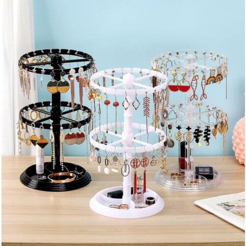 Rotating Jewelry Organizer Plastic Jewelry Display Stand Rack Clear Jewelry Dish Holder For Earrings Necklace Bracelet Pendant