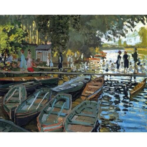 High quality Oil painting Canvas Reproductions Bathers at La Grenouillere (1869) By Claude Monet hand painted