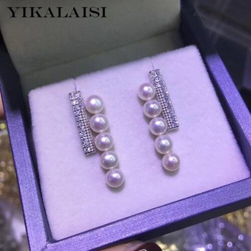 YIKALAISI 925 Sterling Silver Jewelry Pearl Earrings 2020 Fine Natural Pearl jewelry 4-5mm Earrings For Women wholesale