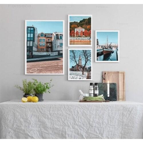 Building Church Beauty Nature Landscape Wall Art Canvas Painting Nordic Posters And Prints Wall Pictures For Living Room Decor