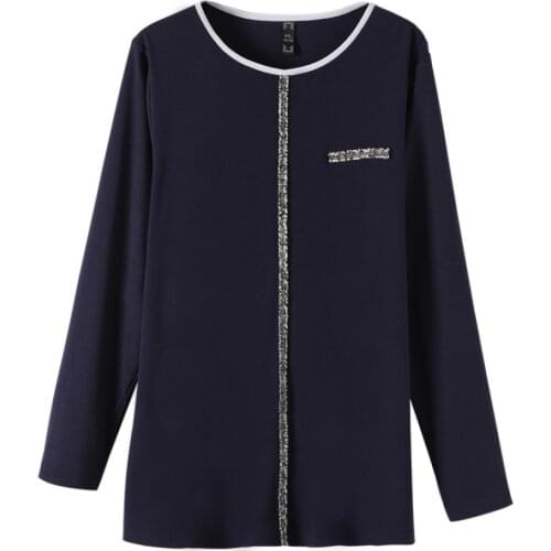 Plus Size 10XL 8XL 6XL 4XL Women Long Sleeves Spring Autumn T-shirts Femme O-neck Navy Tops Slim Tee Shirts For Mujers