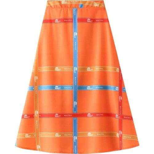 Women Skirt Plaid Print Elastic Side Zipper Midi Skirt Summer Casual Fashion High Waist A Line Skirt Faldas Mujer 20121