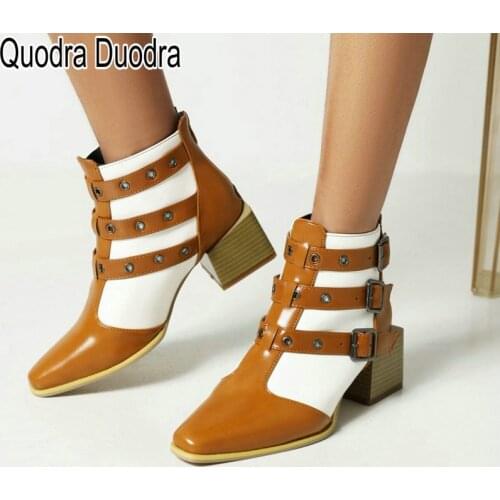 Women boots new Winter/Autumn Shoes Warm Plush zippers high heels black PU chunky modern pointed toe fashion plus size 45 33-48