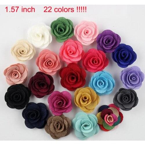 1.57 inch 22Colors Burlap Flowers,Fabric Flower, Rosettes, DIY Fabric Flower For Hair Accessories Headbands 300pcs/lot