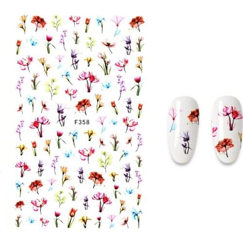 1 Sheet Manicure Watercolor Mix Series Design Flower Nail Art Decoration Nail Stickers