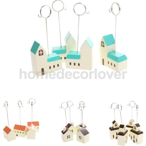 10pcs Cute House Photo/Memo/Note Clip Stand Table Number Menu Card Holder 4 Colors