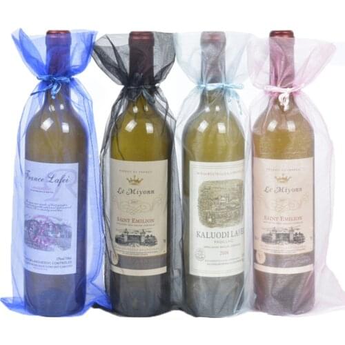 10pcs Sheer Organza Wine Bottle Cover Wrap Gift Bags Jewelry Christmas Wedding Party Decoration Supplies Jewellery Gifts Boxes