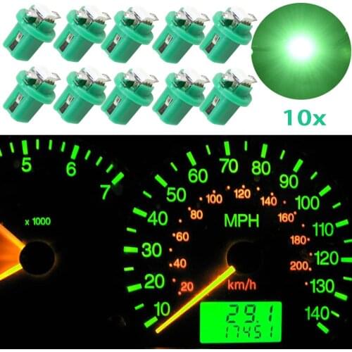 10pcs Green B8.5D 509T B8.5 5050 Led 1 SMD T5 Lamp Auto Wedge Car Gauge Dash Bulb Dashboard Instrument Light 12V Car Styling