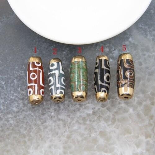 10x30mm Natural Tibetan Dzi Beads Eye Agate Connector Pendant Necklace Antique Amulet DIY Jewelry Bracelet Accessories 1Pcs