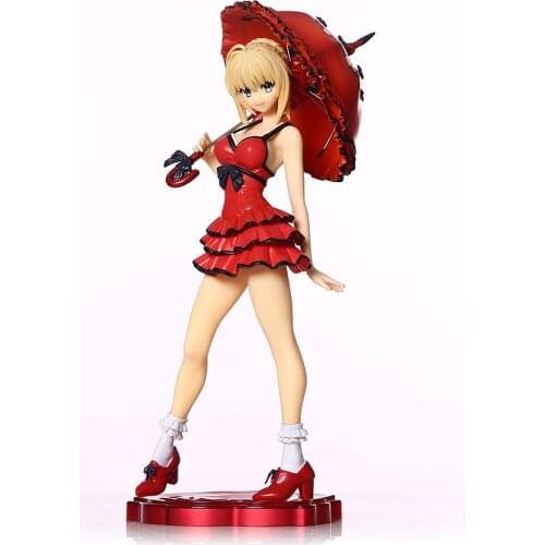 25cm Fate Stay Night Umbrella Saber Action Figure Sexy Saber Action Figure Figurines toy T30