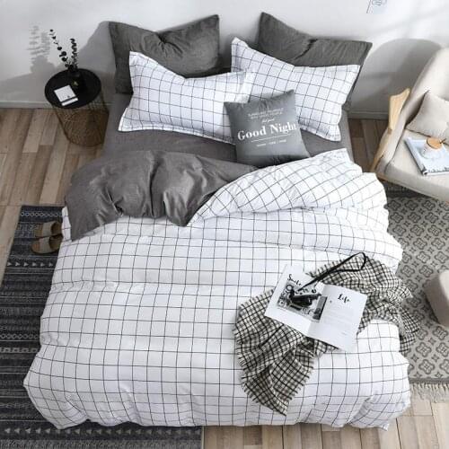 48 Double Side White Black Grid Bedding Set Brief Style 3/4PCS Bedspread Bed Linen Euro Home Textiles Printing Bedclothes