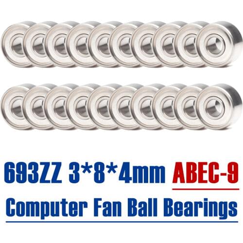 693ZZ Bearing 3*8*4 mm Computer Fan Ball Bearings 693 ZZ 20PCS ABEC-9 PC Cooling Case Fans Bearing R-830zz Repair FIX