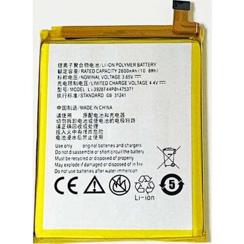 3.85V 2800mAh Li3928T44P8h475371 For ZTE Blade A1 Xiaoxian 3 C880 C880A C880U C880S Battery
