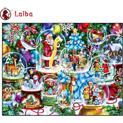 Snow Crystal glass ball DIY Diamond Painting Santa Claus Big Christmas gift Full Square Diamond Embroidery Mosaic Cross Stitch