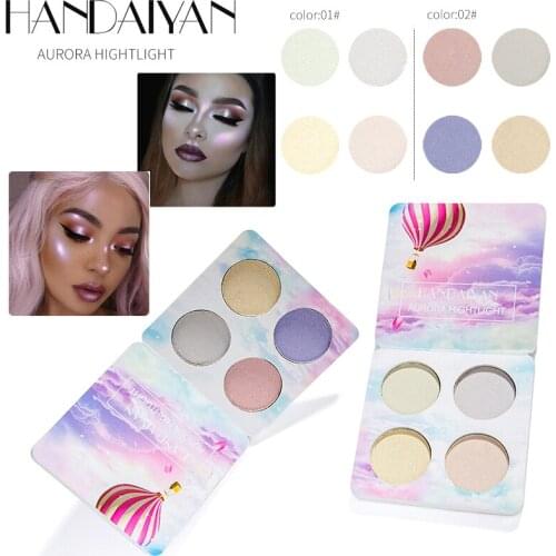 HANDAIYAN Brand 4 Color Chameleon Highlighter Makeup Palette Crystal Sugar Highlighting Bronzer Glow Shimmer Eyeshadow Cosmetic