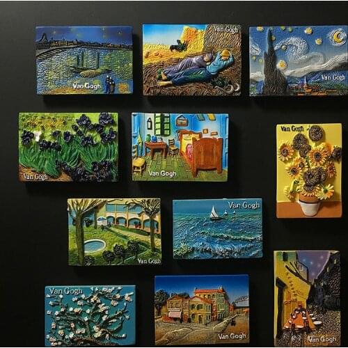 Van Gogh sky sunflower Arless home bedroom magnetic stickers decorative stickers fridge magnets message sticker collection gift