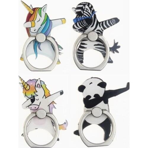 Cartoon Unicorn Horse Zebra Panda Finger Ring Smartphone Stand Holder Mobile Phone Holder For iPhone Huawei All Phone