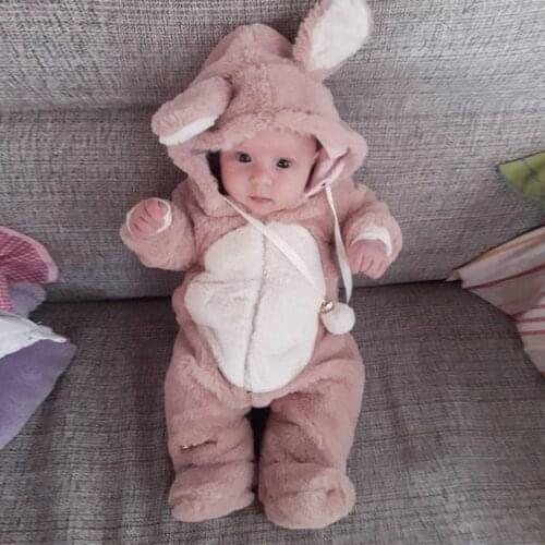 2021 New 0-24M Rabbit romper Newborn Baby Boys Girls Winter Cute Ear Fleece Jumpsuit Romper Warm Outwear Multicolor All-match