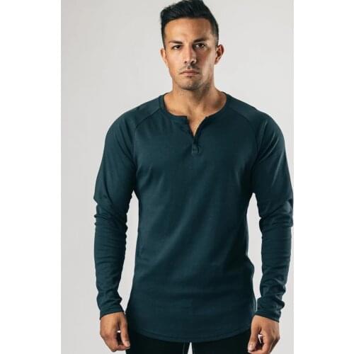 V-neck Fitness Shirt Men Sport T Shirt Men Long Sleeve Running Tshirt Gym T-shirt Fitness Sports Training Tshirt Gym Shirt Men