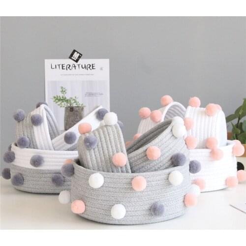 Hair ball cotton rope woven storage basket desktop cosmetic storage basket Nordic style sundries storage box