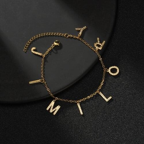 Customized Dangled Initial Name Bracelet Personalized Stainless Steel Numbers Letter Bangles For Woman Man Best Jewelry Gifts