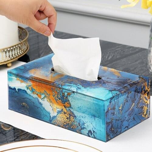 Exquisite Modern Glass Craft Living Room Decoration Tissue Box Beautiful Luxury Abstract Office Square Tissue Boxs