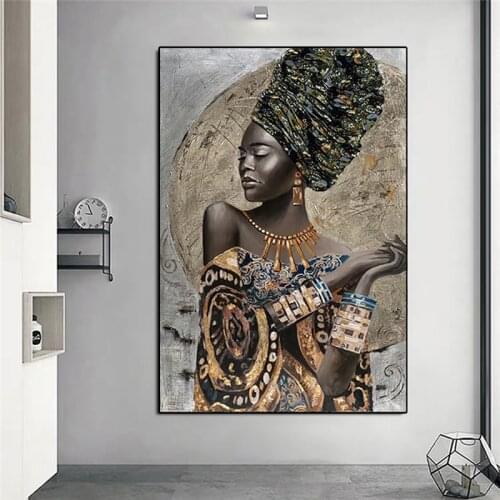 African Black Woman Graffiti Art Posters And Prints African Girl Canvas Paintings Art Picture for Home Living Room Decor