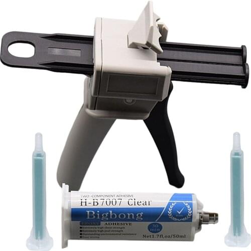 50ml Glue Gun Dispenser 1:1 Manual Caulking Gun with 50ml 1:1 AB Glues Epoxy Resin Glue Adhesives and 2pcs Static Mixing Nozzles