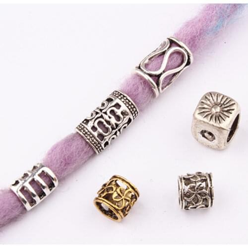 5 Pcs Metal African Hair Rings Beads Cuffs Tubes Charms Dreadlock Dread Hair Braids Jewelry Decoration Accessories